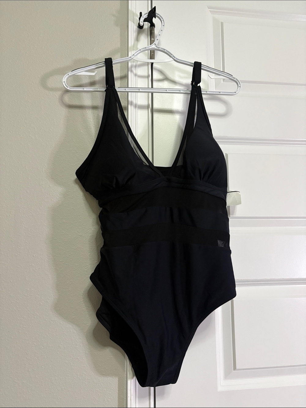 Black Women’s One-Piece Swimsuit - Classic V-Neck